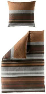 JACK Bettwäsche 135x200cm Streifen Braun Grau Bierbaum, Renforcé, 2 teilig, gestreiftes modernes Design in Grau Braun