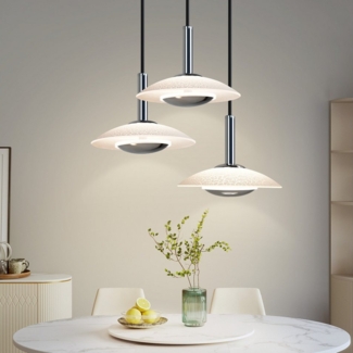 ZMH LED Pendelleuchte Esszimmer Chrom Glas Metall Pendellampe 3000K für Schlafzimmer Küche, Augenschutz, Einfache Installtion, LED fest integriert, Warmweiß, Höhenverstellbar Modern Design Hängeleuchte Esstisch