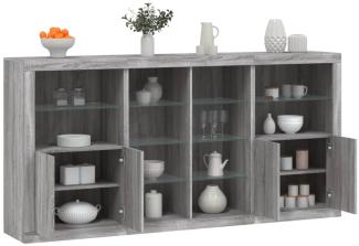 vidaXL Sideboard mit LED-Leuchten Grau Sonoma 202x37x100 cm 3209189