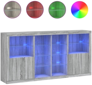 vidaXL Sideboard mit LED-Leuchten Grau Sonoma 202x37x100 cm 3209189