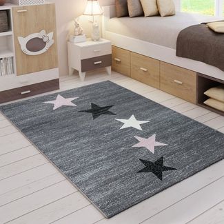 Vimoda Kinderteppich Stern Muster, modern für Kinderzimmer, Rechteckig, Höhe: 11 mm, Teppich Spielzimmer, Sternenmuster, Babyzimmer, Kinder