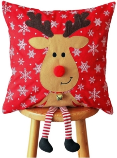 matches21 HOME & HOBBY Kissenbezüge Kissen-Bezug Elch Weihnachten bunt 40x40 cm, (1 Stück), Wohnzimmer Kissen-Hülle als Deko-Kissen Zier-Kissen Sofa-Kissen