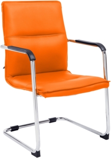 DELUKE® Besucherstuhl SEATTLE - 92x56x60cm, Orange Kunstleder Metall Gestell Konferenzstuhl Wartezimmerstuhl