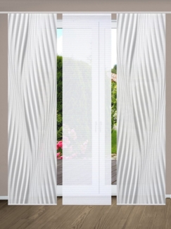 HOME in green Schiebegardine RIWELO (3 St), Paneelwagen, halbtransparent, SET DIGITALDRUCK,BAMBUSOPTIK RECYCELT