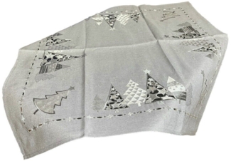 Westernlifestyle Mitteldecke Graue Weihnachtsdecke mit Glitzereffekt