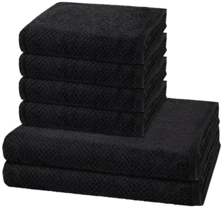 Cawö Pure 6 tlg. Frottier-Set - 4 X Handtuch (50 X 100cm), 2 X Duschtuch (80 X 150cm) - 494 g/m2 - Basalt