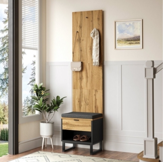 Yorbay Garderoben-Set mit Schuhhocker, Kissen & Aufbewahrung Kleiderständer, Maße: 210 × 38 × 50 cm