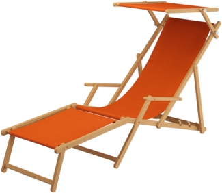 Holz-Liegestuhl Strandliege mit viel Zubehör nach Wahl, Stofffarbe terracotta V-10-309N