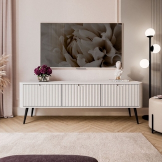 ALLHOUSE24 Lowboard CAREEN 168 cm Geriffelte Fronten TV Schrank Metallfüße Unterschrank, Breite 168 cm