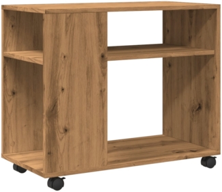 vidaXL Beistelltisch mit Rollen Artisan-Eiche 70x35x60cm Holzwerkstoff 853154