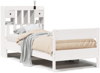 vidaXL Massivholzbett mit Regal ohne Matratze Weiß 75x190 cm Kiefer 3323051