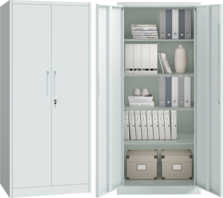 STEELSØN 'Regulus' Aktenschrank, Metall, grau, 165x40x80 cm, abschließbar, Metallschrank mit 5 Fächern, geeignet als Werkzeugschrank