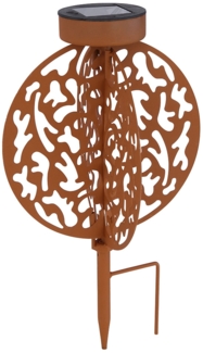 LED Solarleuchte, rostfarben, Dekorstanzungen, H 31 cm