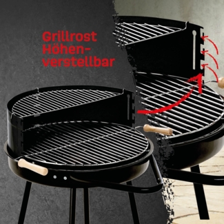 Landmann Holzkohlegrill mit höhenverstellbaren Grillrost, Stahl schwarz, Ø 66,5 cm