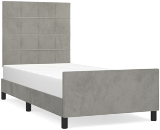 Bettgestell mit Kopfteil Samt Hellgrau 90x200 cm, Härtegrad: H2 [3125733]