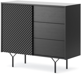 Kommode Sideboard Raven 97x38x83cm schwarz mit 3D-Optik