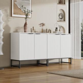 OKWISH Sideboard Aufbewahrungsschrank (mit 2 Türen Lagerung Schrank mit Metallgriffen und Rahmenbeinen, 1 St)