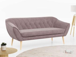 Sofa, Skandinavischer Stil, Holzbeine - PIRS - 3 Sitzer - Rosa - Stoff