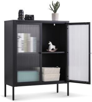 Coemo Highboard Tokio aus Metall mit Glastüren Schwarz