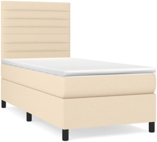 vidaXL Boxspringbett mit Matratze Creme 90x190 cm Stoff 3141822
