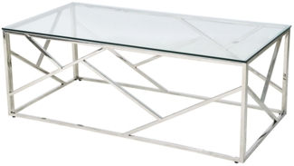 Couchtisch 160 x 60 cm aus Glas mit Designgestell in Silber