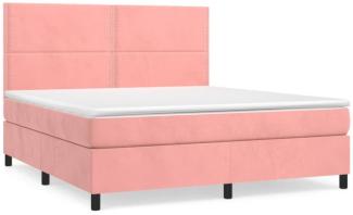 vidaXL Boxspringbett mit Matratze Rosa 160x200 cm Samt 3142976