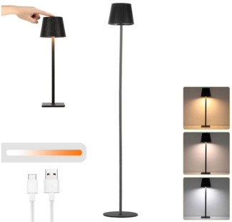 oyajia LED Stehlampe 1.3m Stehlampe mit Touch-Funktion, 3-Farbe Dimmbare Nachttischlampe, LED fest integriert, Warmweiß, Naturweiß, Kaltweiß, Höhenverstellbar LED Tischlampe mit Metallsockel mit 8000mAh Akku