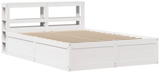 vidaXL Massivholzbett mit Kopfteil Weiß 160x200 cm Kiefer 3306337