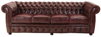 Viersitzer-Sofa Chesterfield Liverpool aus echtem Rindsleder New Red