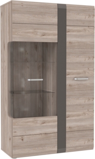 FORTE Locarno Vitrine, Holzwerkstoff, Grau, 94,9 x 158,5 x 41,1 cm