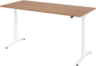 bümö elektrisch höhenverstellbarer Schreibtisch 180x80 cm mit Memory, Bluetooth & App-Steuerung - Schreibtisch höhenverstellbar elektrisch , elektrischer Schreibtisch Nussbaum, Gestell weiß, XDLR-19-N-W