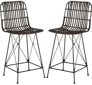 SAFAVIEH Modern Bar & Counter Stools - Set of 2 - with a Back, in Brown and Black