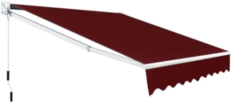 2,5x2 m Gelenkarmmarkise mit UV- & Wasserbeständigem Material & Kurbel Sonnenmarkise Weinrot