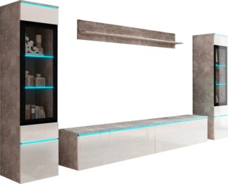 INOSIGN Wohnwand VERA II, Vitrinen Türanschlag wechselbar, (Komplett-Set, 4-St), Mediawand 260 cm, Vitrine mit Verglasung, stehend und hängend