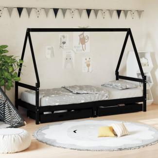 vidaXL Kinderbett mit Schubladen Schwarz 90x190 cm Massivholz Kiefer 834479