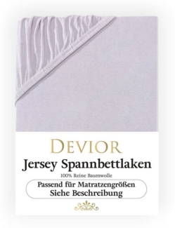 Devior Spannbettlaken für Topper bis 10cm Höhe, aus 100% atmungsaktiver Baumwolle 135 g/m², Jersey, Gummizug: Rundumgummizug, Bettlaken für Topper und dünne Matratzen - extra weniger Stoff