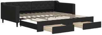 vidaXL Tagesbett Ausziehbar mit Schubladen Schwarz 100x200 cm Stoff 3197469