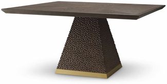 Casa Padrino Luxus Esstisch Dunkelbraun / Antik Messing 150 cm - Esszimmer Möbel