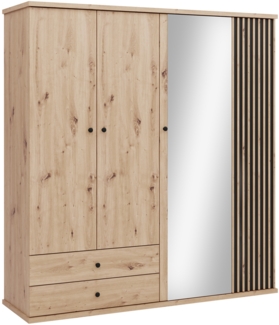 Kleiderschrank Weren W-24 (Farbe: Artisan Eiche + Schwarz)