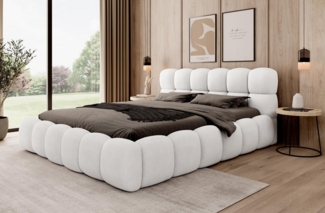 Compleo Polsterbett BUBBLE boucle Designerbett 140/160/180x200 BIZU, Wolkenbett, TOPSELLER Stauraumbett MADE IN EU