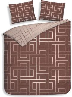 Heckett & Lane Twill Bettwäsche 155x220 Roja red Labyrinth Linien Wende rot