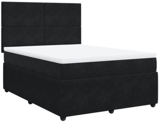 vidaXL Boxspringbett mit Matratze Schwarz 140x200 cm Samt 3292354
