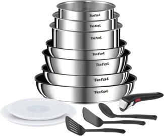 Tefal Topf-Set Tefal Ingenio Emotion Kochgeschirr, 13-teilig, Edelstahl, stapelbar, Edelstahl (13-tlg), Titanium X2 Beschichtung