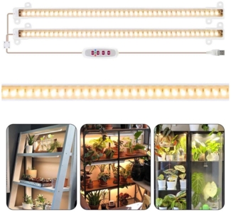 Qualra Pflanzenlampe 30/50cm LED Pflanzenlampe 8/12/16H Timer Vollspektrum Grow Lampe, 5 Helligkeitsstufen