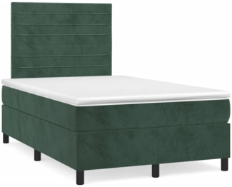 vidaXL Boxspringbett mit Matratze Dunkelgrün 120x200 cm Samt 3143076