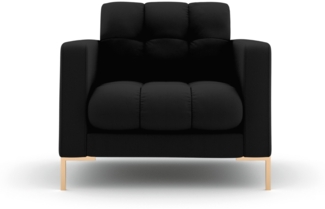 Micadoni Sessel Mamaia 1-Sitzer Strukturierter Stoff Schwarz Metall Gold