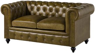 Sofa 2-Sitzer Echtleder 158x82x75 grün CHESTERFIELD #302