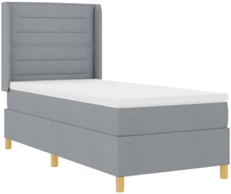 vidaXL Boxspringbett mit Matratze Hellgrau 90x200 cm Stoff 3343609