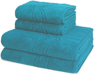 Ross Cashmere feeling 4 tlg. Frottier-Set - 2 X Handtuch (50 X 100cm), 2 X Duschtuch (75 X 140cm) - 520 g/m2 - Petrol