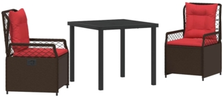 vidaXL Garten Essgruppe 3 pcs Braun Poly-Rattan 3381044